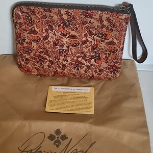 Patricia Nash Kisslok Leather Wristlet in Boho India Print - NWOT